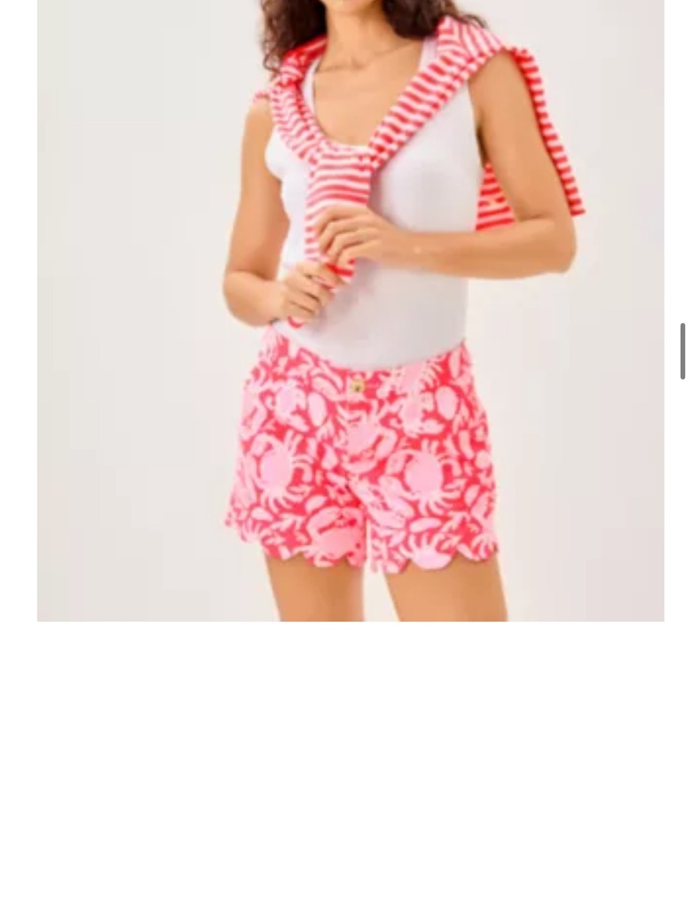 Lilly Pulitzer Women's Sunbaked Cane Coral Crab 🦀 5” buttercup scalloped shorts